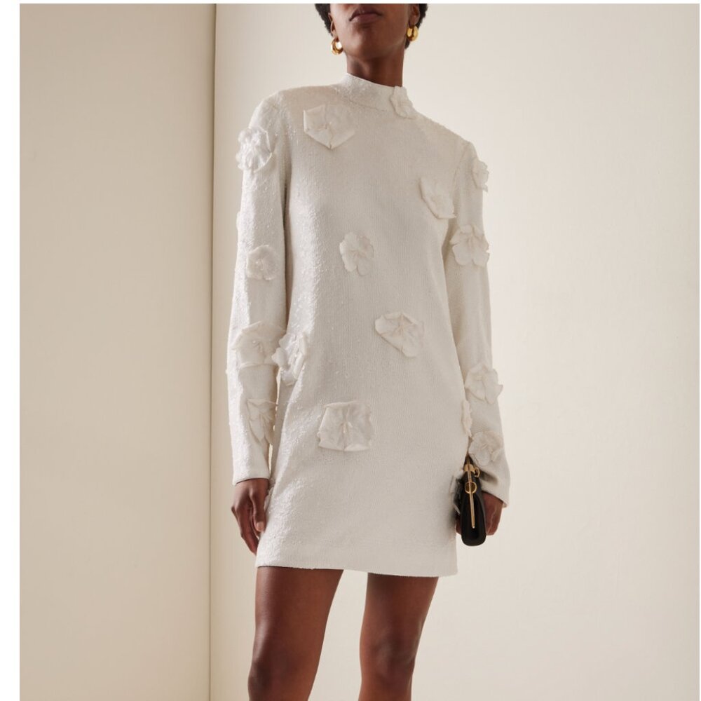 ROTATE‎ Birger Christensen Floral-Appliquéd Sequin Mini Dress bride sz EU 40 NWT